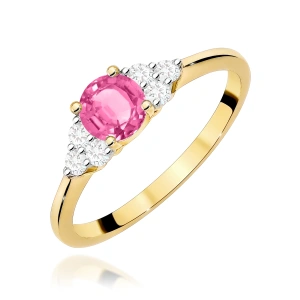 Pierścionek W0451 Topaz Różowy 0,60ct żółte złoto 375