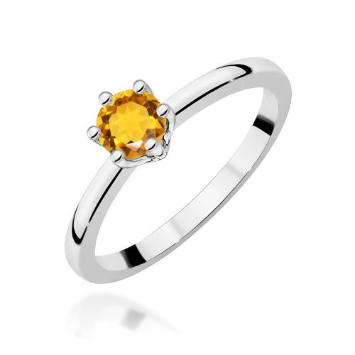 Prsten W0563 Citrín 0,50ct Bílé zlato