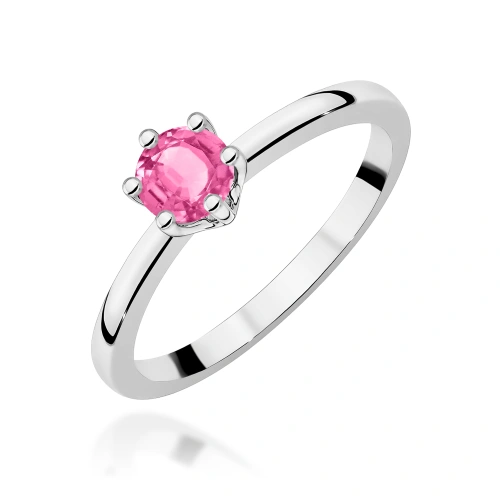 Žiedas W0563 Rožinis topazas 0,60ct Baltas auksas 375