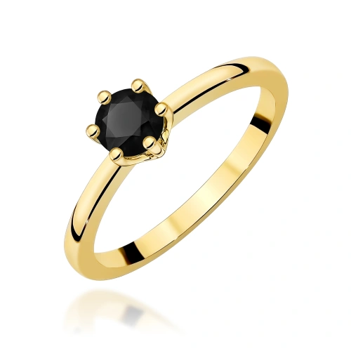 Prsten W0563 Černý diamant 0,50ct Žluté zlato