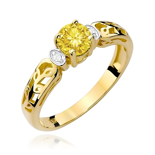 Pierścionek W0014 Diament Laboratoryjny żółty 0,50ct żółte złoto
