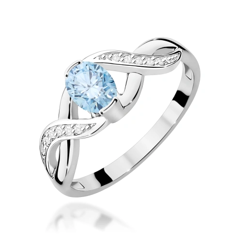 Pierścionek W0028 Diament Laboratoryjny niebieski 0,50ct białe złoto 375