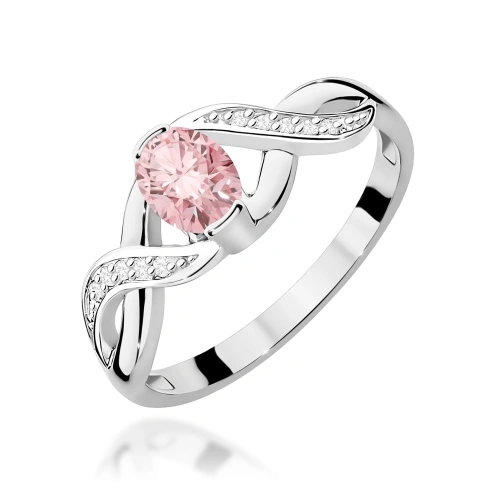 Pierścionek W0028 Diament Laboratoryjny różowy 0,50ct białe złoto