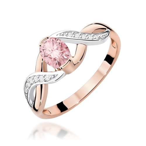 Pierścionek W0028 Diament Laboratoryjny różowy 0,50ct różowe złoto