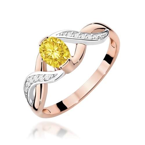 Pierścionek W0028 Diament Laboratoryjny żółty 0,50ct różowe złoto