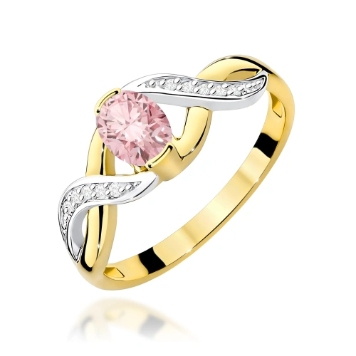 Pierścionek W0028 Diament Laboratoryjny różowy 0,50ct żółte złoto