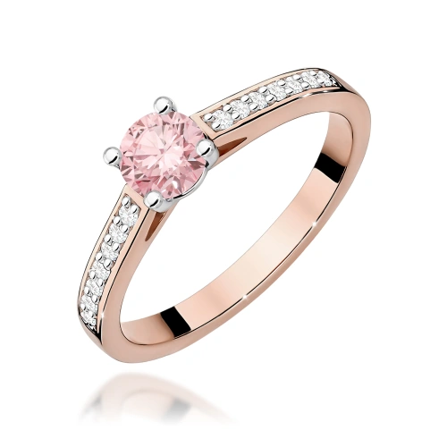 Pierścionek W0052 Diament Laboratoryjny różowy 0,50ct różowe złoto