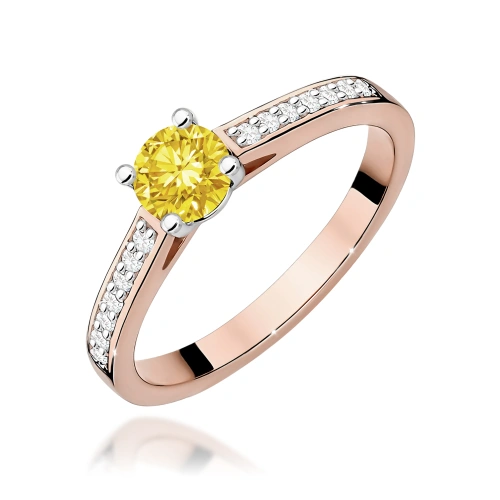 Pierścionek W0052 Diament Laboratoryjny żółty 0,50ct różowe złoto