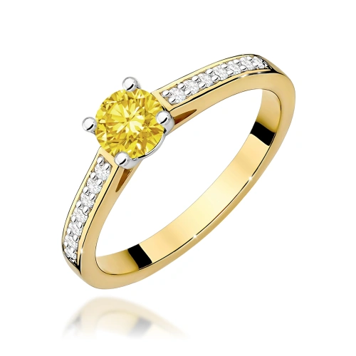 Pierścionek W0052 Diament Laboratoryjny żółty 0,50ct  żółte złoto 375