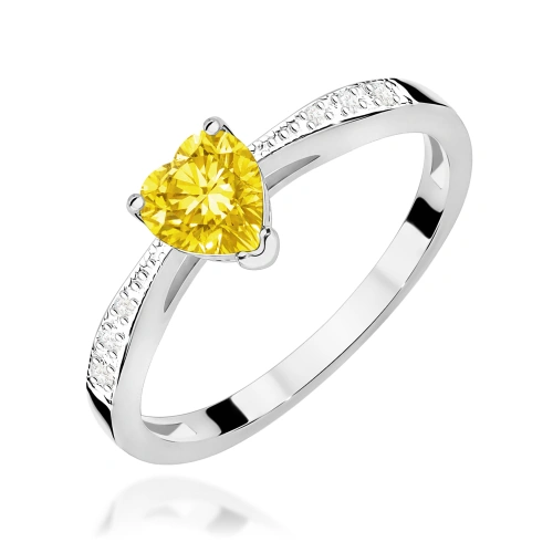 Pierścionek W0065 Diament Laboratoryjny żółty 0,50ct białe złoto