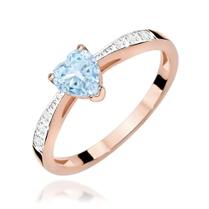 Pierścionek W0065 Diament Laboratoryjny niebieski 0,50ct różowe złoto
