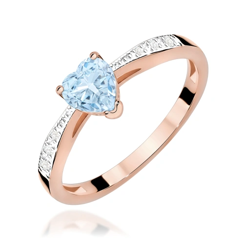 Pierścionek W0065 Diament Laboratoryjny niebieski 0,50ct różowe złoto