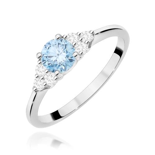Pierścionek W0451 Diament Laboratoryjny niebieski 0,50ct białe złoto