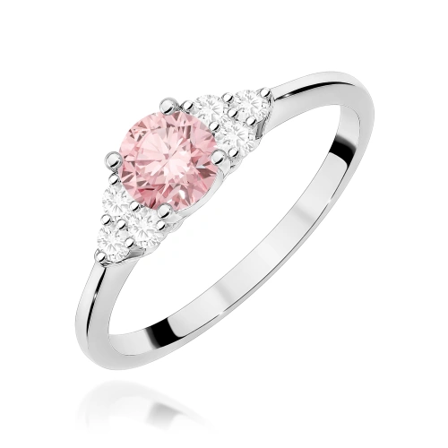 Pierścionek W0451 Diament Laboratoryjny różowy 0,50ct białe złoto 375