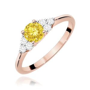 Pierścionek W0451 Diament Laboratoryjny żółty 0,50ct różowe złoto
