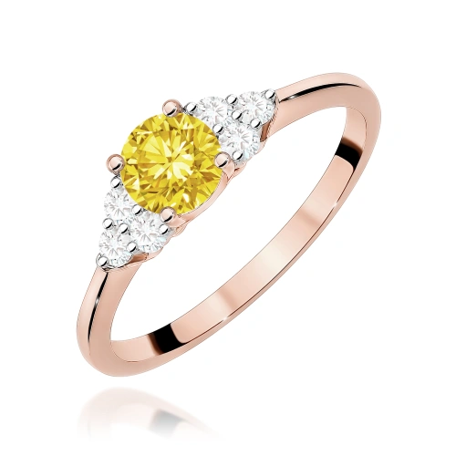 Pierścionek W0451 Diament Laboratoryjny żółty 0,50ct różowe złoto