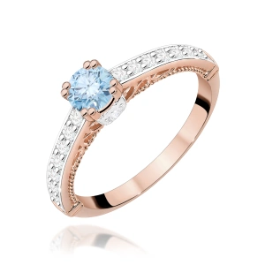 Pierścionek W0439 Diament Laboratoryjny niebieski 0.30ct różowe złoto