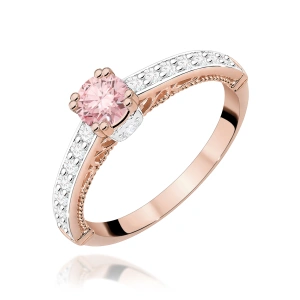 Pierścionek W0439 Diament Laboratoryjny różowy 0,30ct różowe złoto