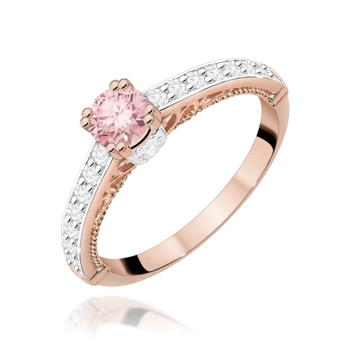Pierścionek W0439 Diament Laboratoryjny różowy 0,30ct różowe złoto