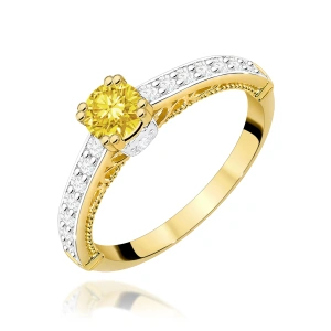 Pierścionek W0439 Diament Laboratoryjny żółty 0,30ct żółte złoto 375