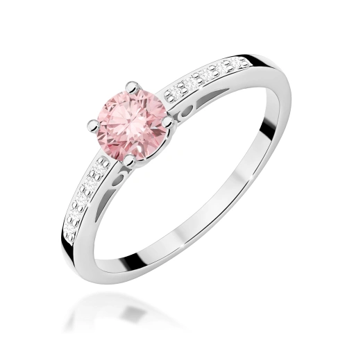 Pierścionek W0066 Diament Laboratoryjny różowy 0,50ct białe złoto 375
