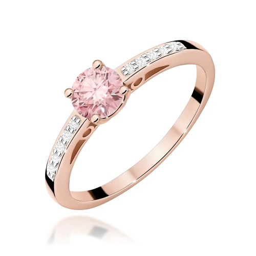 Pierścionek W0066 Diament Laboratoryjny różowy 0,50ct różowe złoto