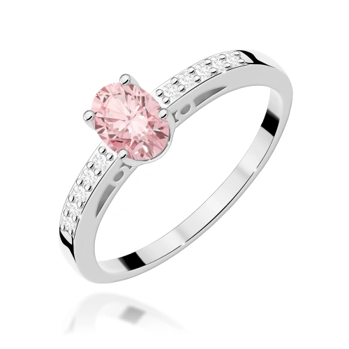 Pierścionek W0067 Diament Laboratoryjny różowy 0,50ct białe złoto