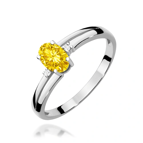 Pierścionek W0068 Diament Laboratoryjny żółty 0,50ct białe złoto 375