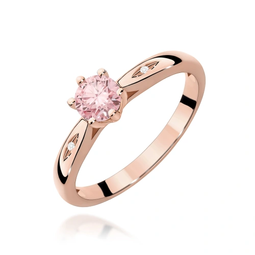 Pierścionek W0074 Diament Laboratoryjny różowy 0,50ct różowe złoto