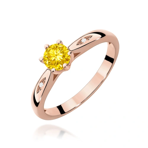 Pierścionek W0074 Diament Laboratoryjny żółty 0,50ct różowe złoto