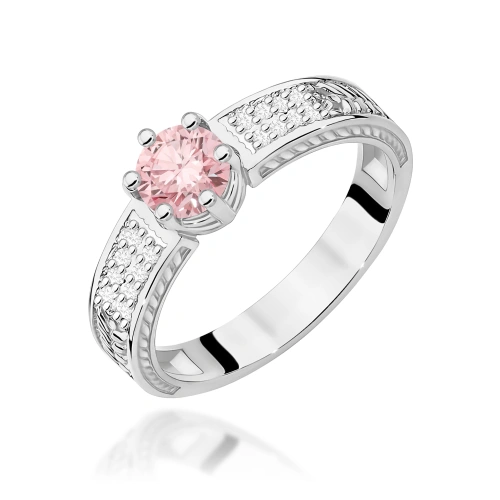 Pierścionek W0075 Diament Laboratoryjny różowy 0,50ct białe złoto
