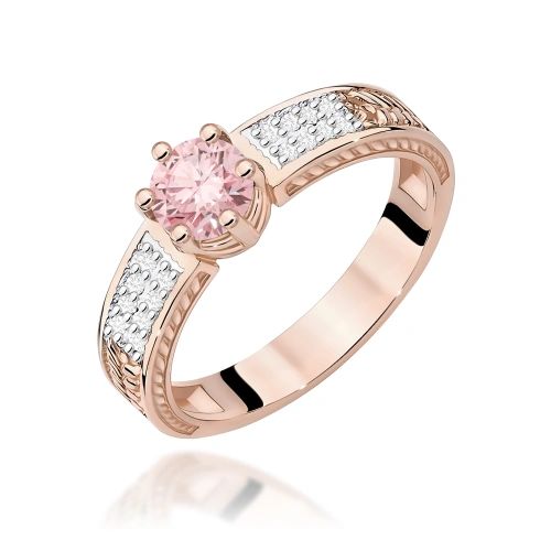 Pierścionek W0075 Diament Laboratoryjny różowy 0,50ct różowe złoto