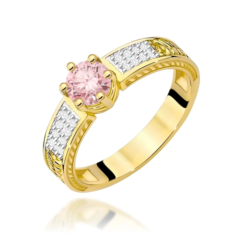 Pierścionek W0075 Diament Laboratoryjny różowy 0,50ct żółte złoto
