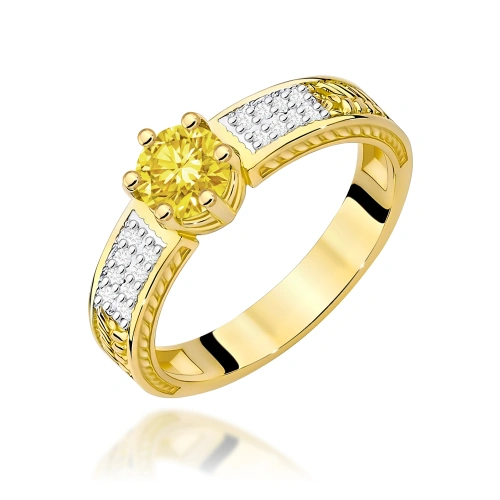 Pierścionek W0075 Diament Laboratoryjny żółty 0,50ct żółte złoto 375