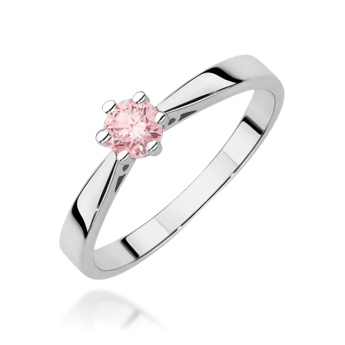 Pierścionek W0229 Diament Laboratoryjny różowy 0.30ct białe złoto