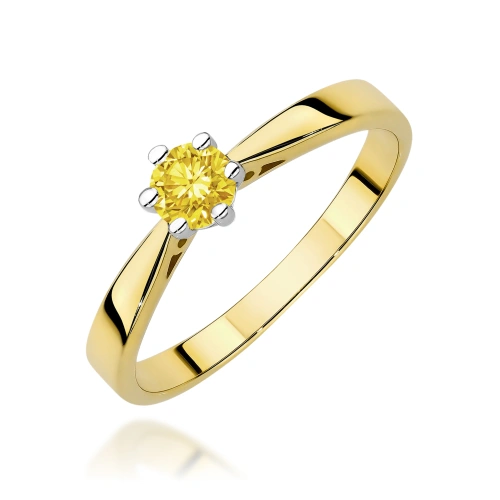 Pierścionek W0229 Diament Laboratoryjny żółty 0.30ct żółte złoto 375