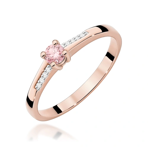 Pierścionek W0258 Diament Laboratoryjny różowy 0,15ct różowe złoto