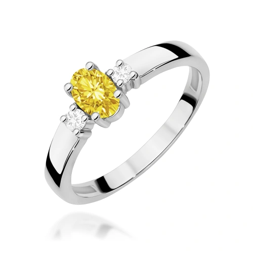 Pierścionek W0264 Diament Laboratoryjny żółty 0,50ct białe złoto