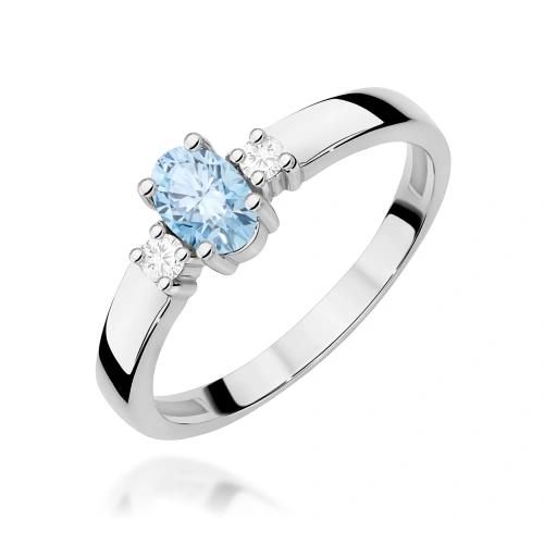 Pierścionek W0264 Diament Laboratoryjny niebieski 0,50ct białe złoto 375