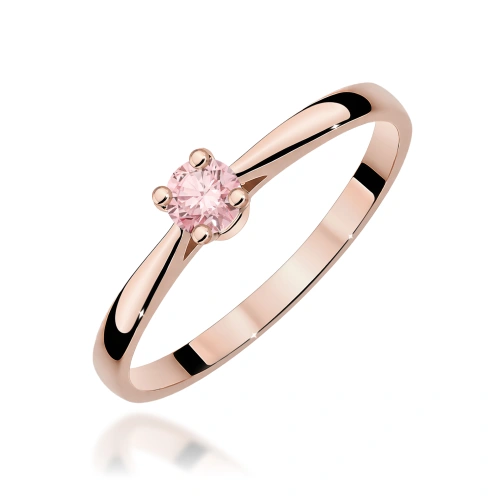 Pierścionek W0335 Diament Laboratoryjny różowy 0,15ct różowe złoto