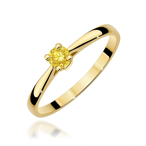 Pierścionek W0335 Diament Laboratoryjny żółty 0,15ct żółte złoto 375