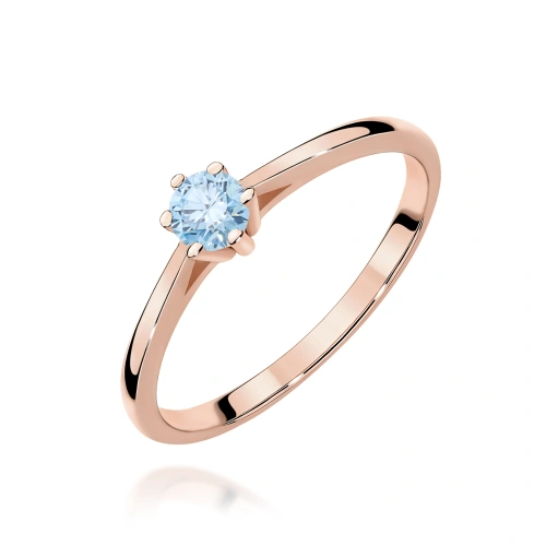 Pierścionek W0365 Diament Laboratoryjjny niebieski 0.15ct różowe złoto