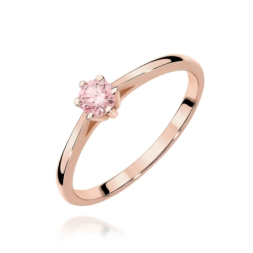 Pierścionek W0365 Diament Laboratoryjny różowy 0.15ct różowe złoto