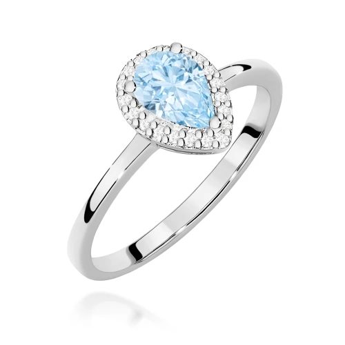Pierścionek W0455 Diament Laboratoryjny niebieski 0,50ct białe złoto 375