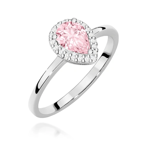 Pierścionek W0455 Diament Laboratoryjny różowy 0,50ct białe złoto 375