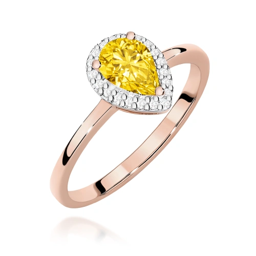 Pierścionek W0455 Diament Laboratoryjny żółty 0,50ct różowe złoto