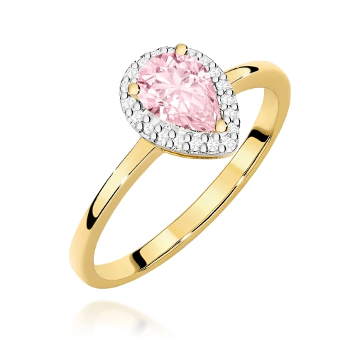 Pierścionek W0455 Diament Laboratoryjny różowy 0,50ct żółte złoto