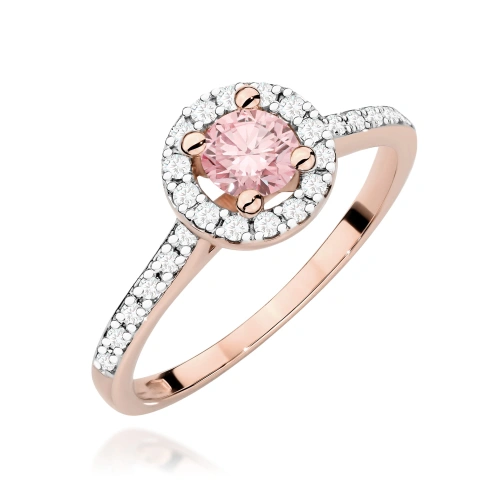 Pierścionek W0477 Diament Laboratoryjny różowy 0,50ct różowe złoto