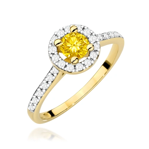 Pierścionek W0447 Diament Laboratoryjny żółty 0,50ct żółte złoto 375