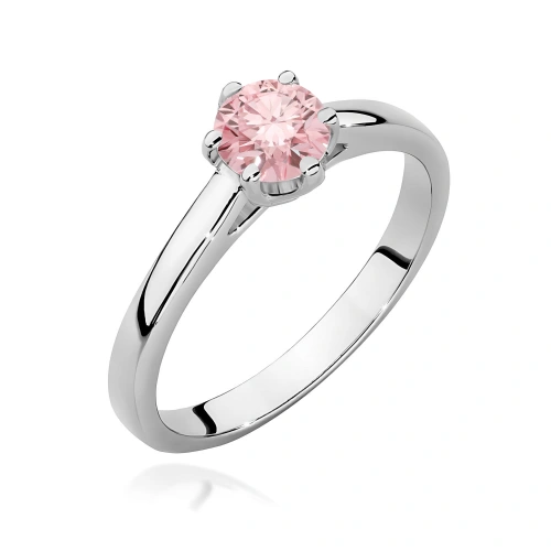 Pierścionek W0540 Diament Laboratoryjny różowy  0,50ct białe złoto 375